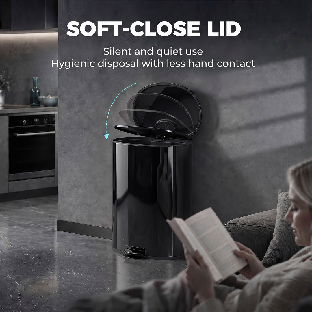 50L Kitchen Pedal Bin, Rubbish Bin with Soft-Close and Stay-Open Lid - view 4
