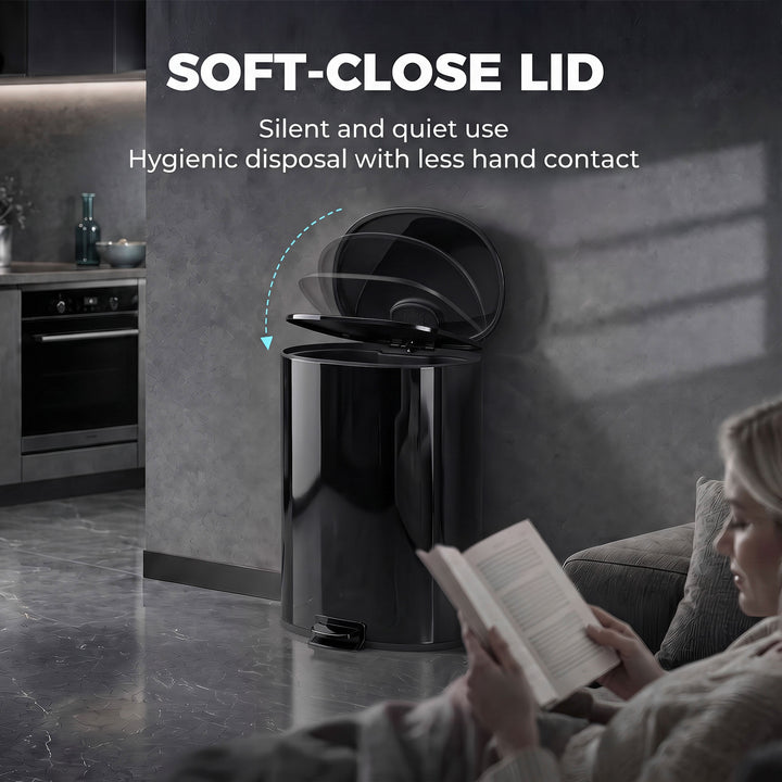50L Kitchen Pedal Bin, Rubbish Bin with Soft-Close and Stay-Open Lid - view 4