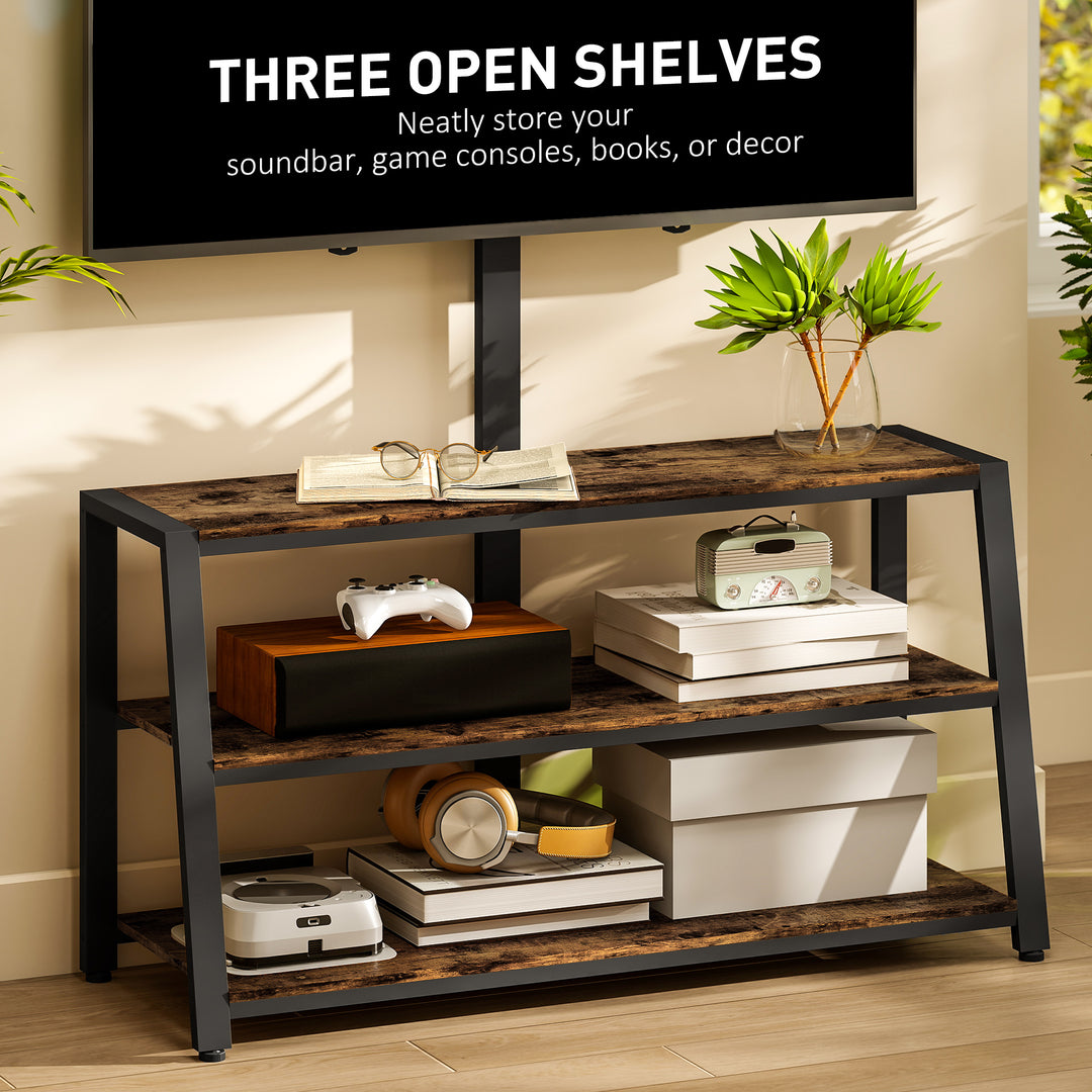 Industrial-Style TV Stand, with 35° Swivel Bracket - Dark Brown