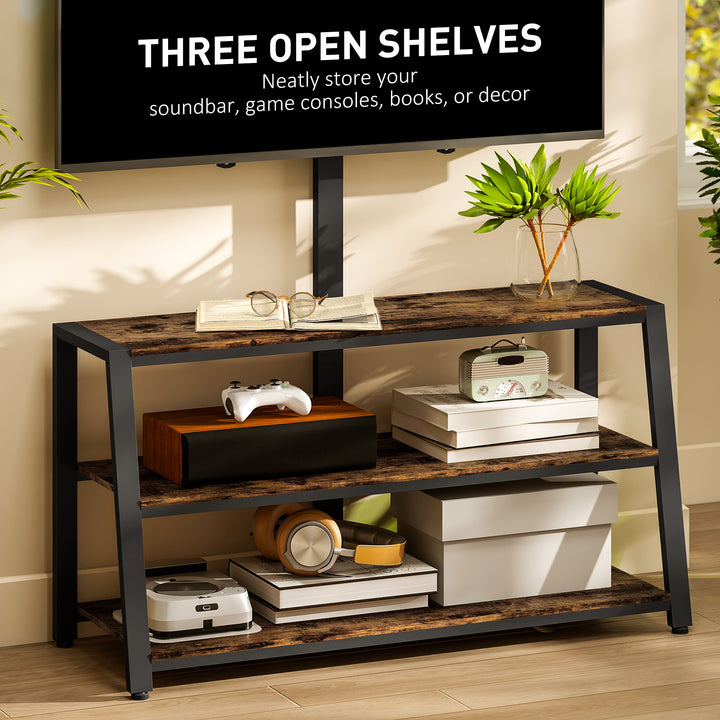 Industrial-Style TV Stand, with 35° Swivel Bracket - Dark Brown