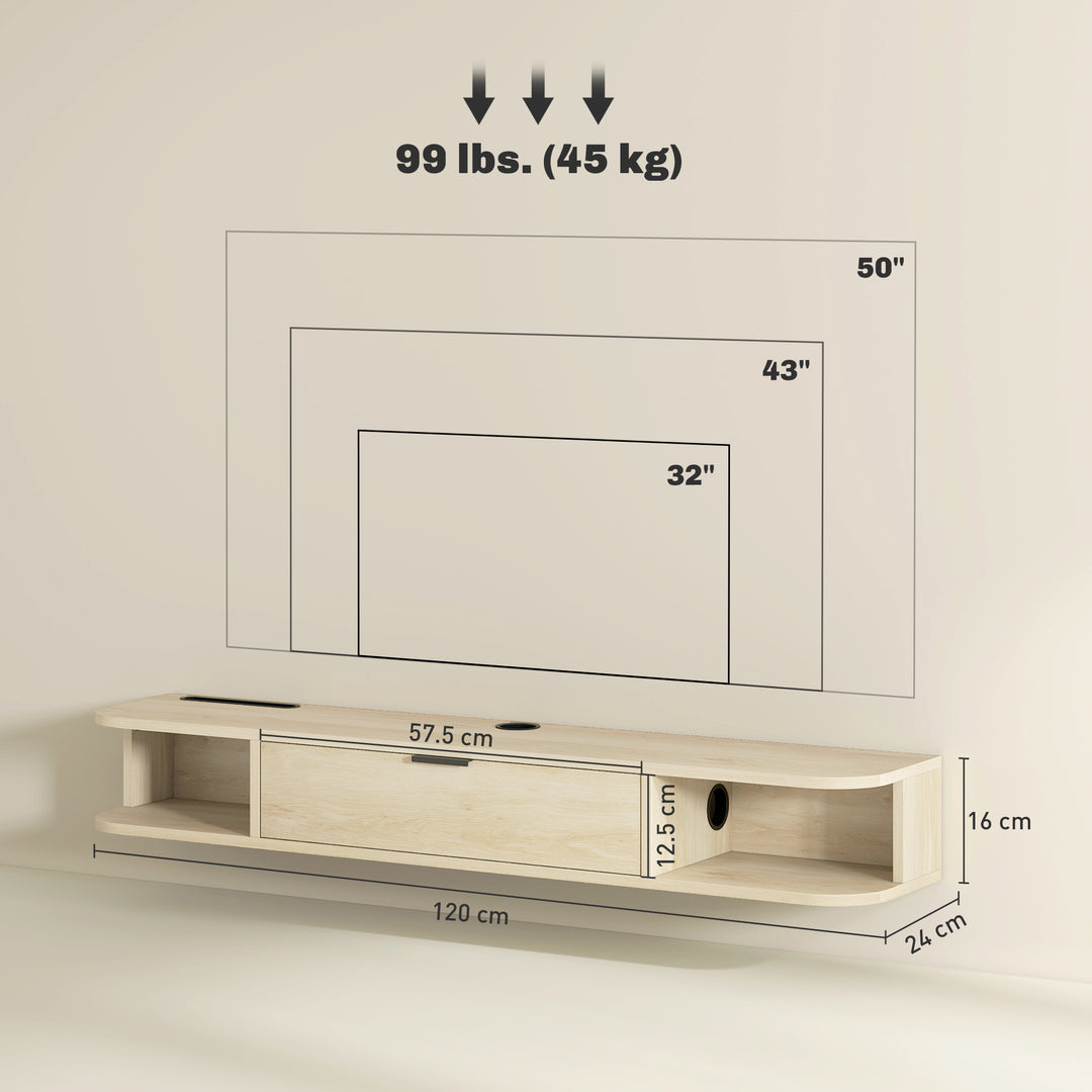 MCL 120 cm Floating TV Unit for TVs up to 50 Inch - Natural