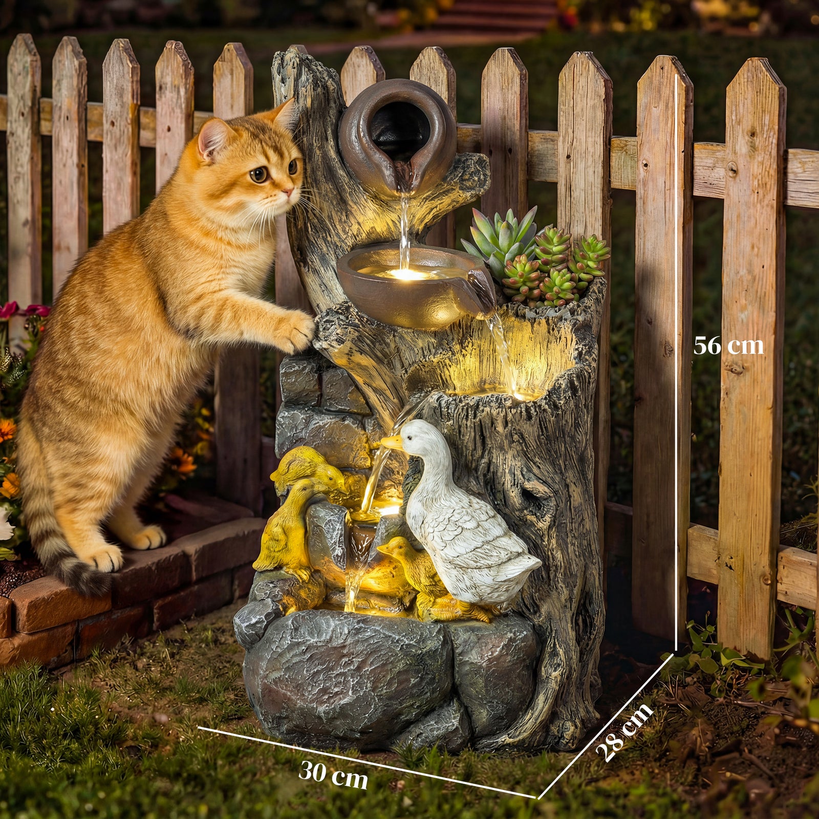 5-Tier Outdoor Waterfall Fountain, Freestanding Self-Contained Cascadi