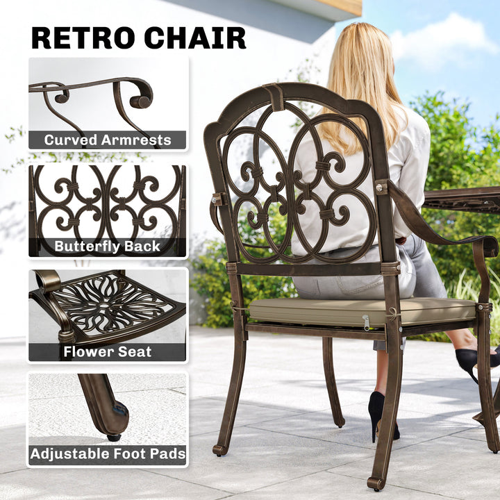 9 Piece Cast Aluminium Garden Dining Set, Garden Table and Chairs Set 