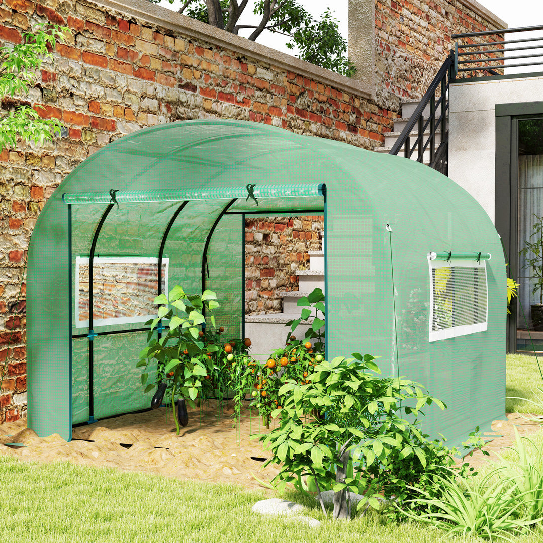 300 x 300cm Walk-In Polytunnel Greenhouse - Green