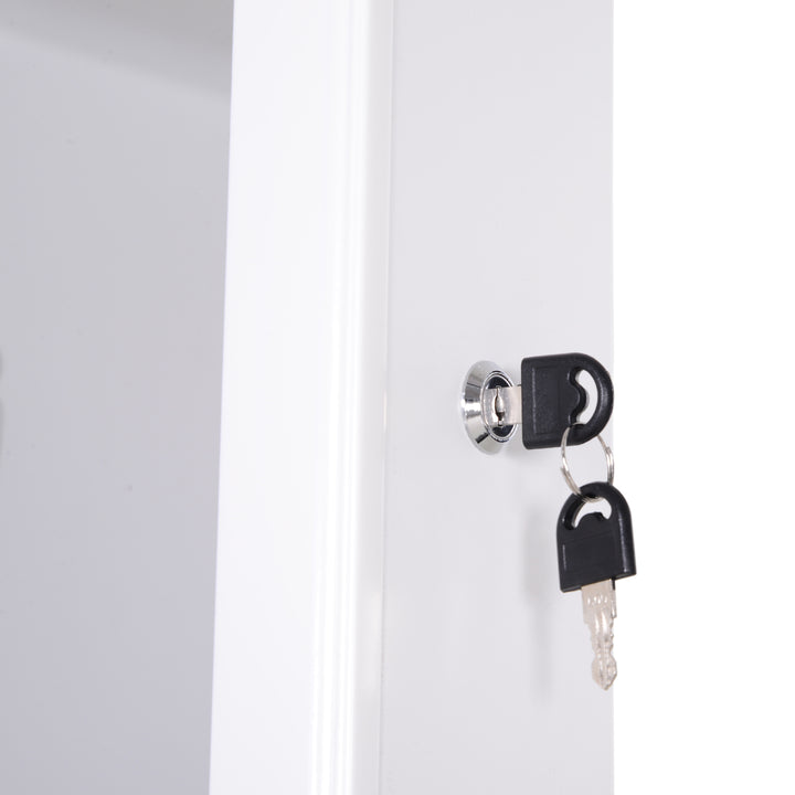 MCL Jewellery Cabinet with led, mirroir Cabinet Armoire Floor Standing Flip-over Makeup Shelf Organizer with lock white