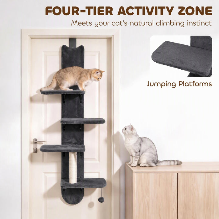 Door Hanging Cat Shelf, 4-Level Over Door Cat Climber with Platforms - view 6