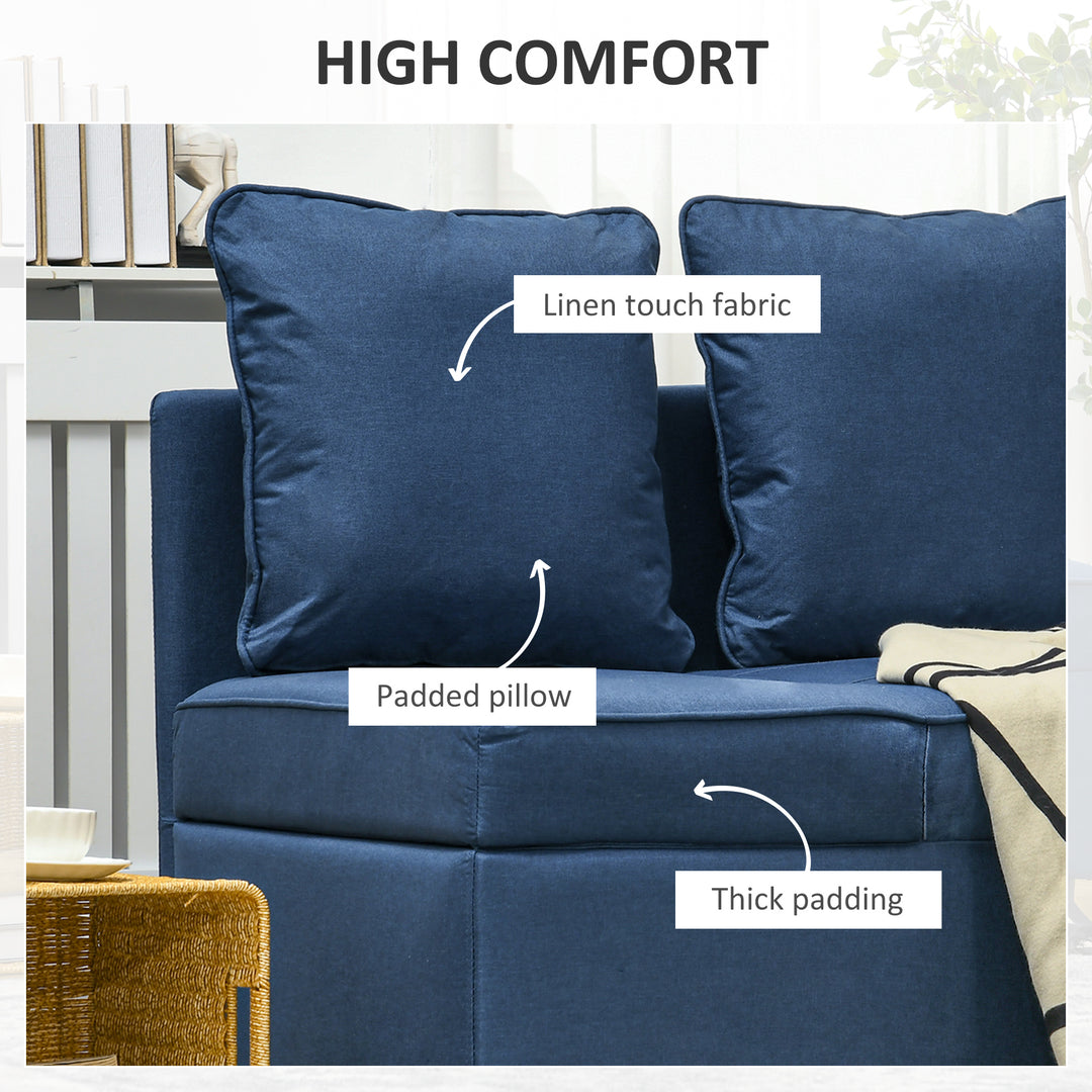 Convertible Single Sofa Bed with Thick Padded Seat, 3-in-1 Multi-Functional Sleeper Chair Bed with Magazine Pocket, for Living Room, Blue