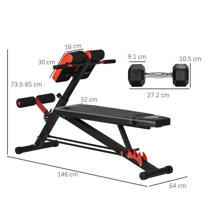 Multifunction Weight Bench with 2 Dumbbells, 7-Level Adjustable Hyper Extension Sit-up Bench