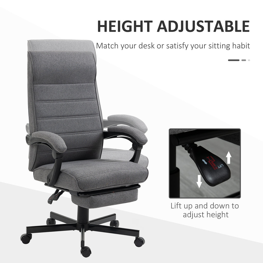 Office Chair, Computer Desk Chair, Fabric Swivel Chair with Adjustable Height and Rolling Wheels for Home Office Work Study, Grey