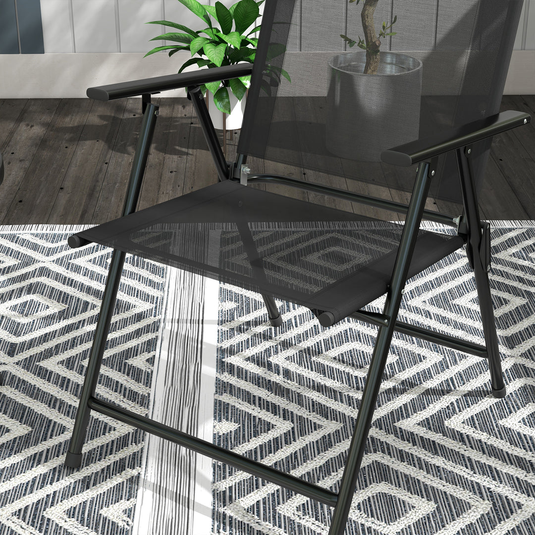 Three-Piece Garden Seat Set, with Glass-Top Table - Black