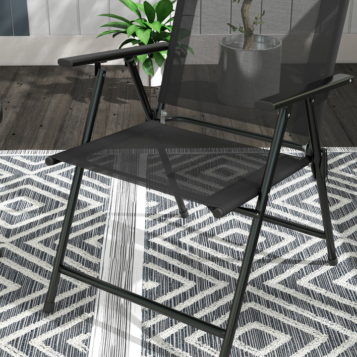 Three-Piece Garden Seat Set, with Glass-Top Table - Black