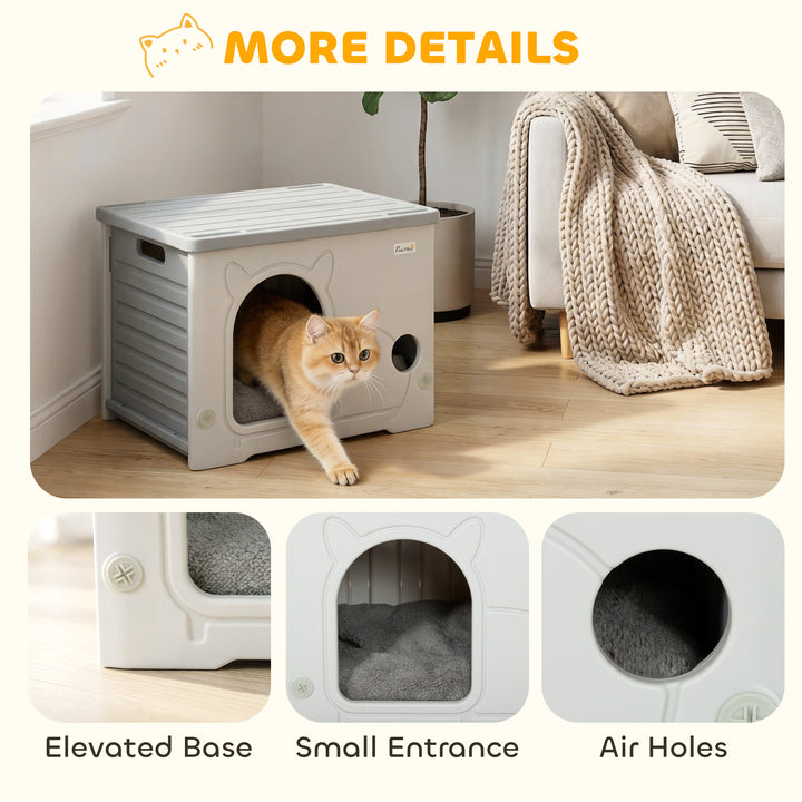 Cat House Stackable Pet Shelter with Removable Cushion for Indoor Outd