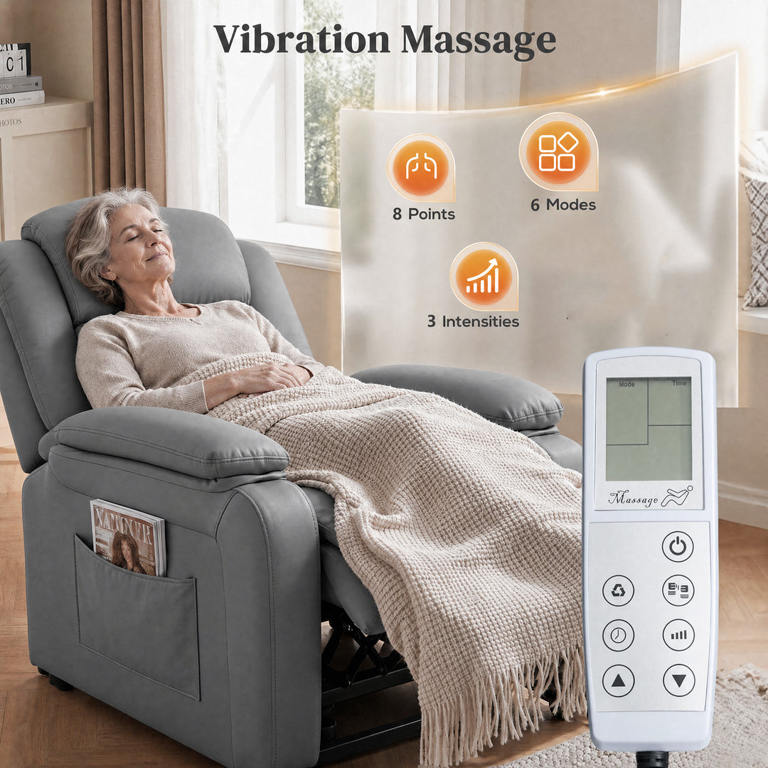 Riser and Recliner Chair with Massage, PU Leather Power Electric Lift - view 5