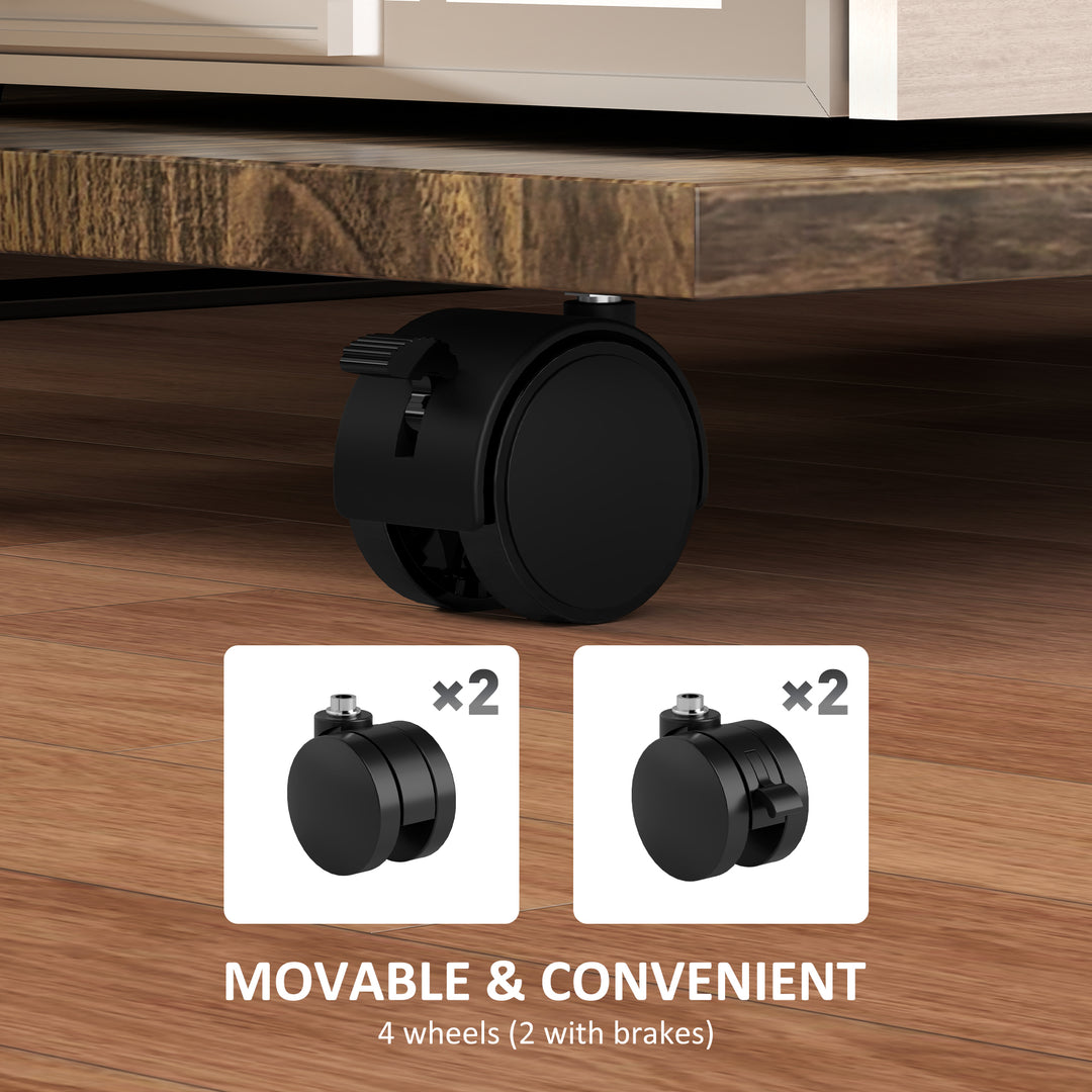 2-Tier Mobile C-Shaped Side Table - Brown