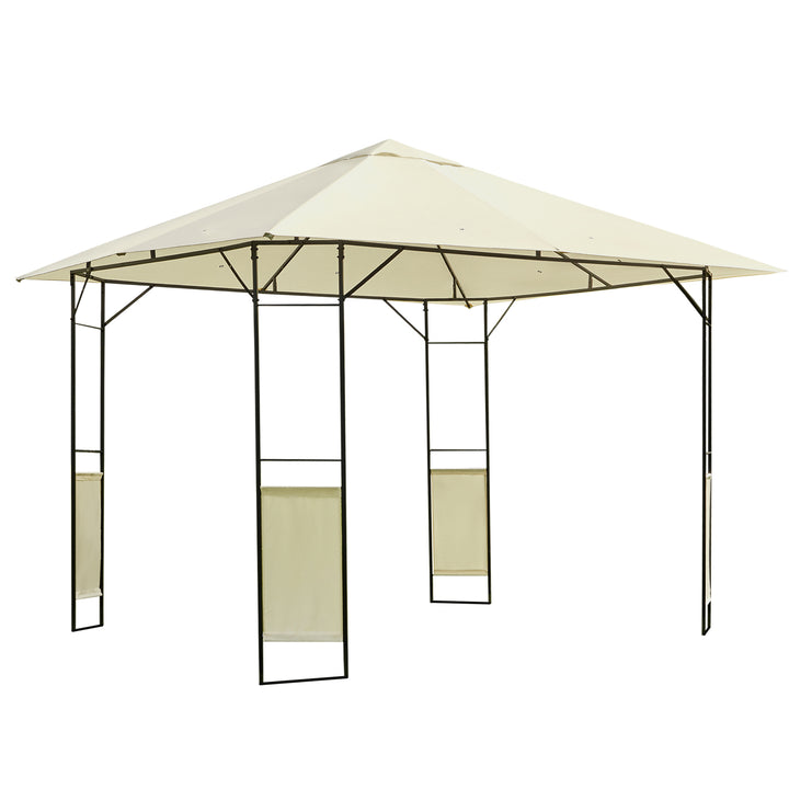 Outsunny 3x3m Garden Gazebo, Metal Frame, Water-resistant PE Canopy, Ideal for Parties & BBQs, Cream | Aosom UK