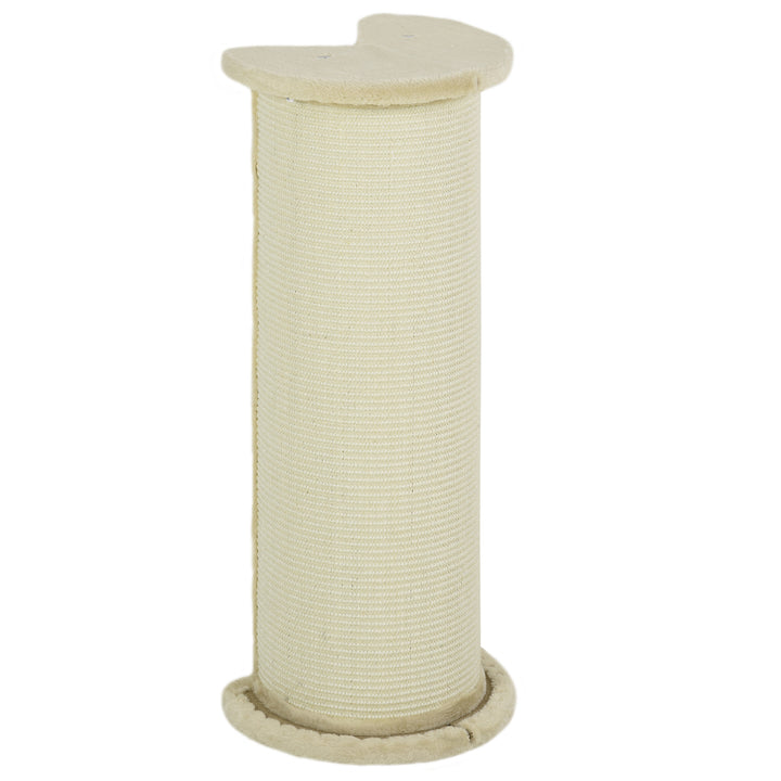 PawHut Cat Scratching Post: 85cm Tall with Sisal Rope, Soft Plush Cover, Anti-Tip Design for Indoor Use, Beige | Aosom UK