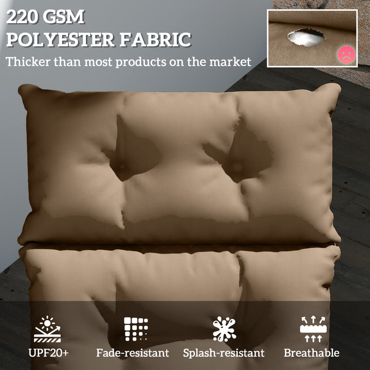 Sun Lounger Cushions Only, 190x56x10cm Garden Lounge Chair Cushions, UPF20+ 220gsm Fabric, Thick Sunbed Replacement Pads with 6 Ties, Khaki