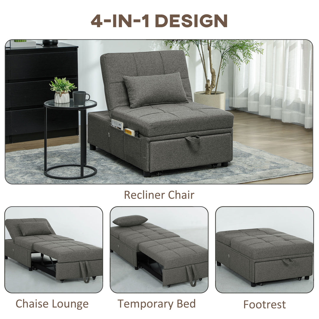 Four-In-One Single Sleeper Chair - Dark Grey