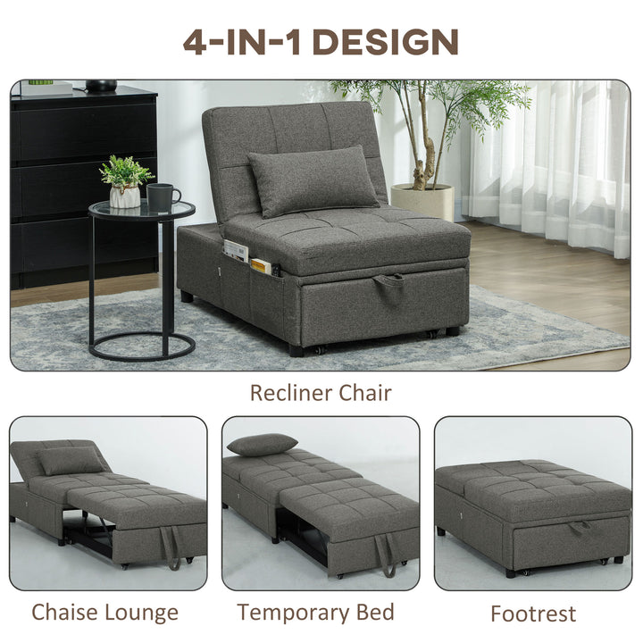 Four-In-One Single Sleeper Chair - Dark Grey