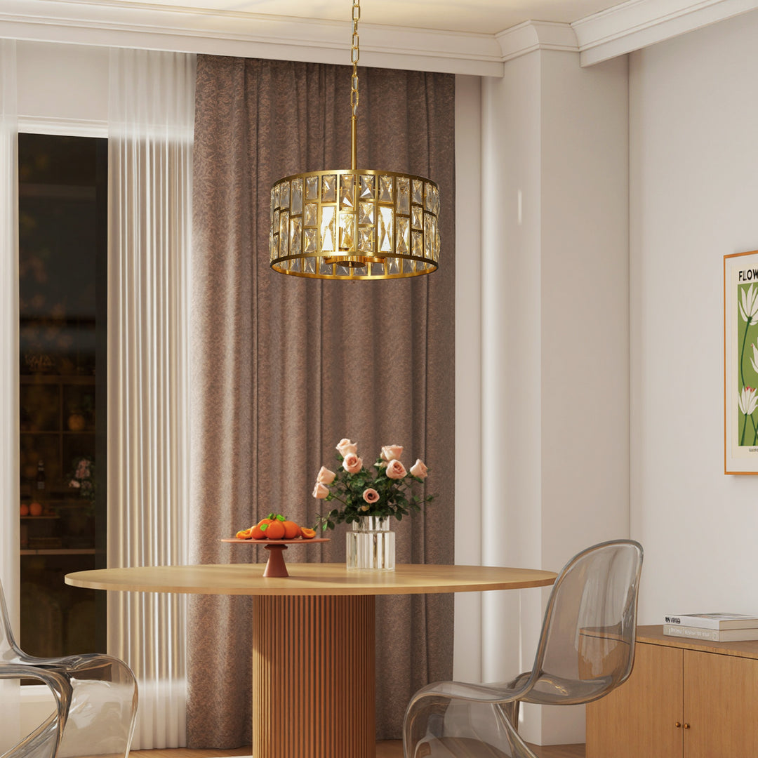 MCL 72 Glass Crystallite Chandelier - Gold-Tone