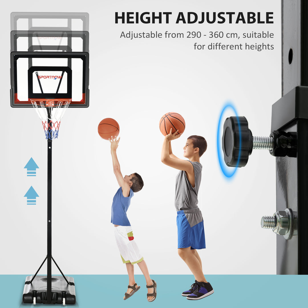 SPORTNOW 2.1-2.6m Adjustable Basketball Hoop and Basketball Stand w/ Sturdy Backboard and Weighted Base, Portable on Wheels | Aosom UK