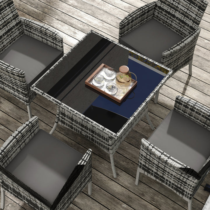 Five-Pieces Rattan Dining Set - Mixed Grey