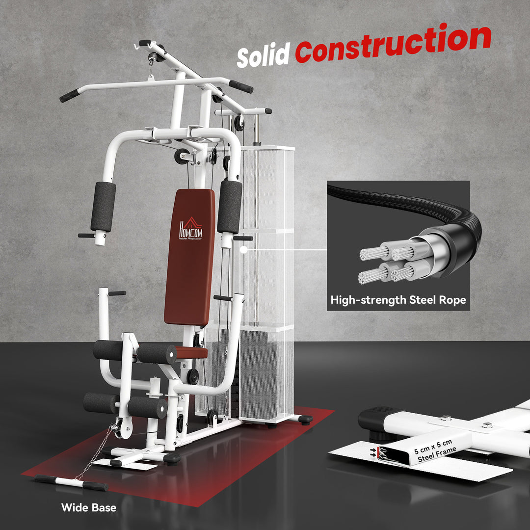 Multifunction Home Gym Weight Training Workout Station Fitness Strength Machine, White