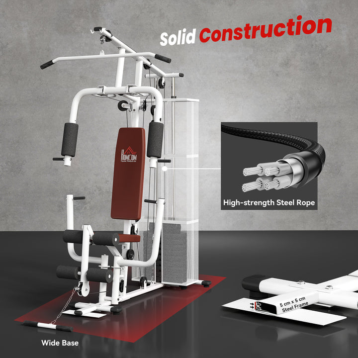Multifunction Home Gym Weight Training Workout Station Fitness Strength Machine, White