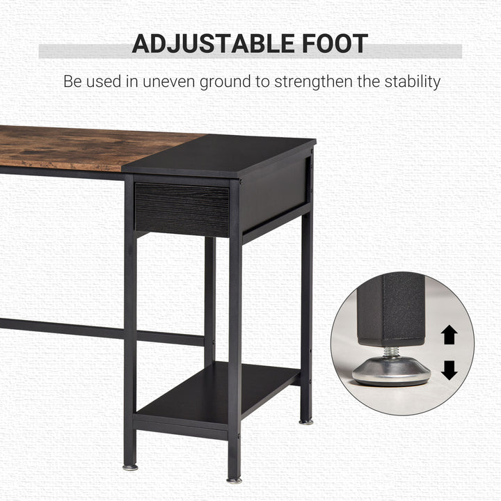 HOMCOM Computer Desk, Home Office Workstation for Study, Writing with CPU Stand and Drawer, Steel Frame, 120x60x75cm