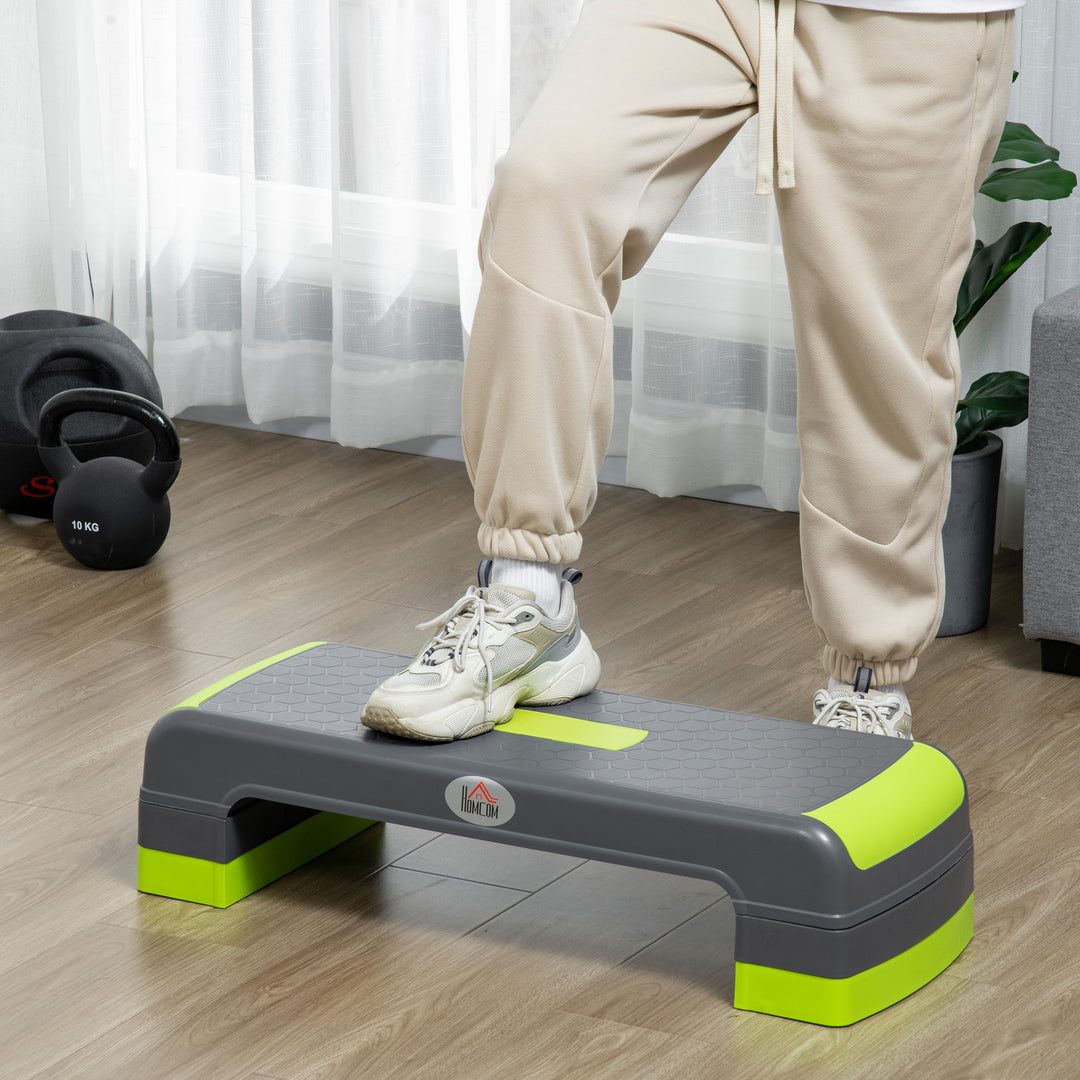 MCL Aerobic Step with 3-Level Adjustable Heights for Home, Office Exercise, Grey and Green