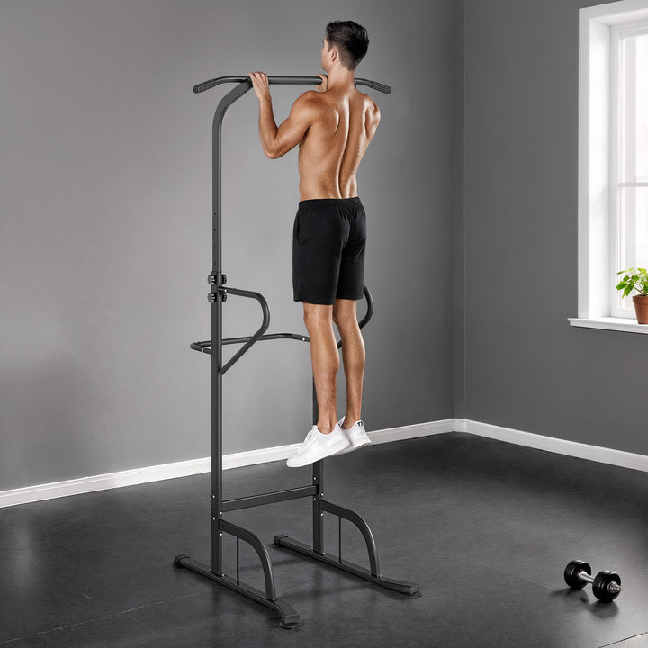 MCL Power Tower Dip Station Pull Up Bar Multi-Function Push Up Equipment with Adjustable Height for Home Gym Strength Training Workout Fitness