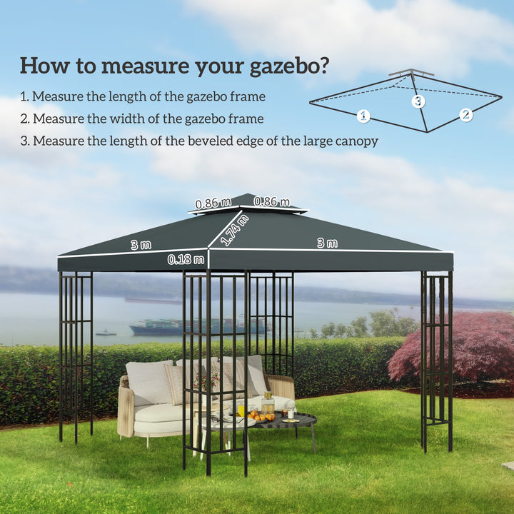 Gazebo Roof Replacement, for 3 x 3(m) Frames - Grey