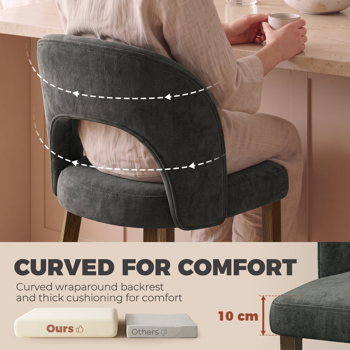 Modern Dining Chairs Set of 2, Chenille Upholstered Ergonomic Kitchen - view 5