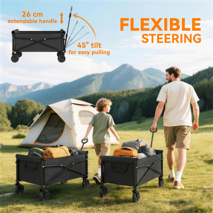 81L Festival Trolley on Wheels, Compact Garden Folding Trolley Cart wi