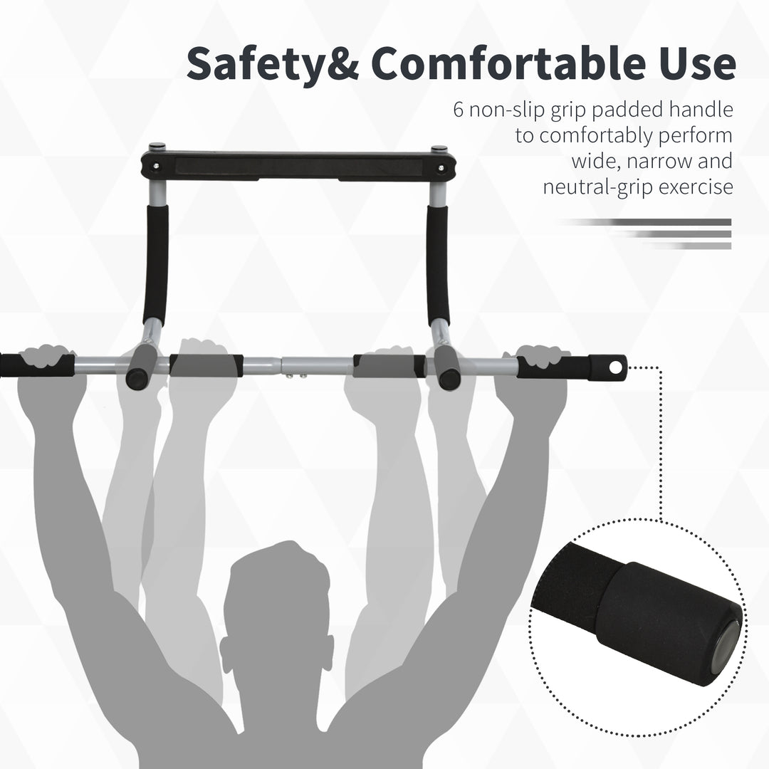 MCL Pull-Up Bar for Doorway, Home Fitness Door Horizontal Push up Bar for Indoor Gym Upper Body Workout, Grey