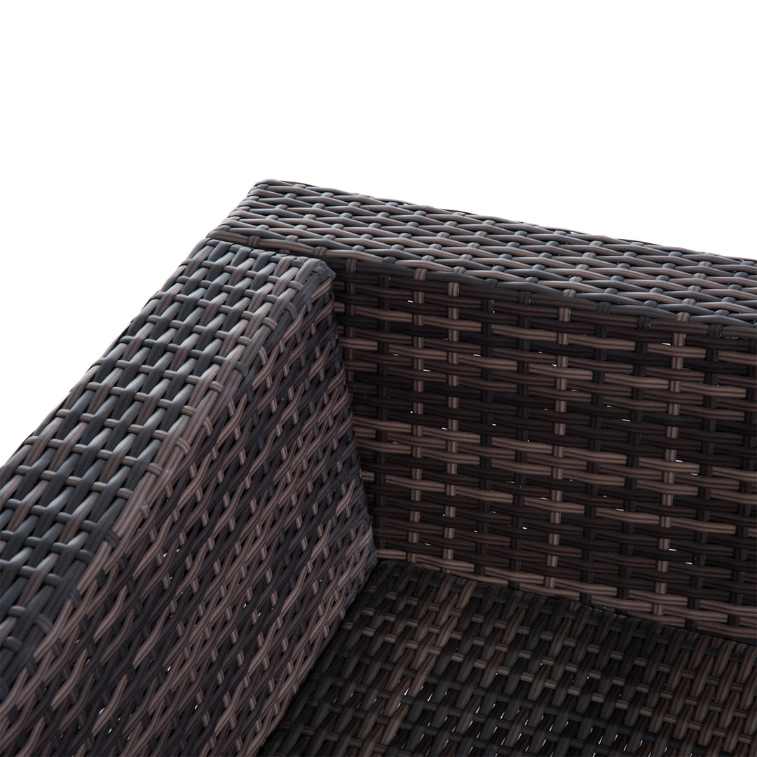 MCL 6 PC Rattan Sofa Coffee Table Set Sectional Wicker Weave Furniture for Garden Outdoor Conservatory w/ Pillow Cushion Brown