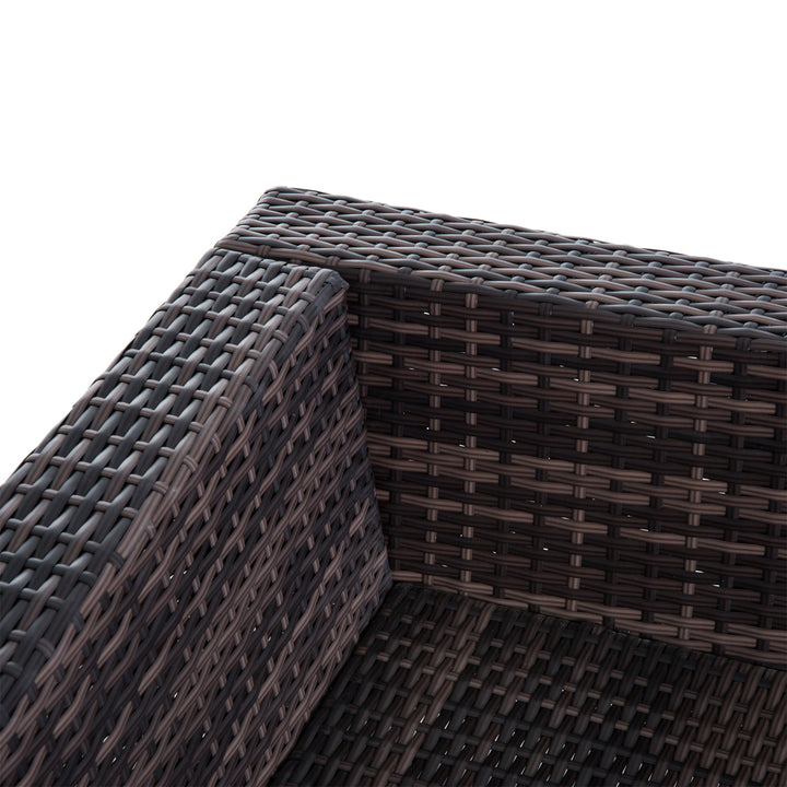 MCL 6 PC Rattan Sofa Coffee Table Set Sectional Wicker Weave Furniture for Garden Outdoor Conservatory w/ Pillow Cushion Brown