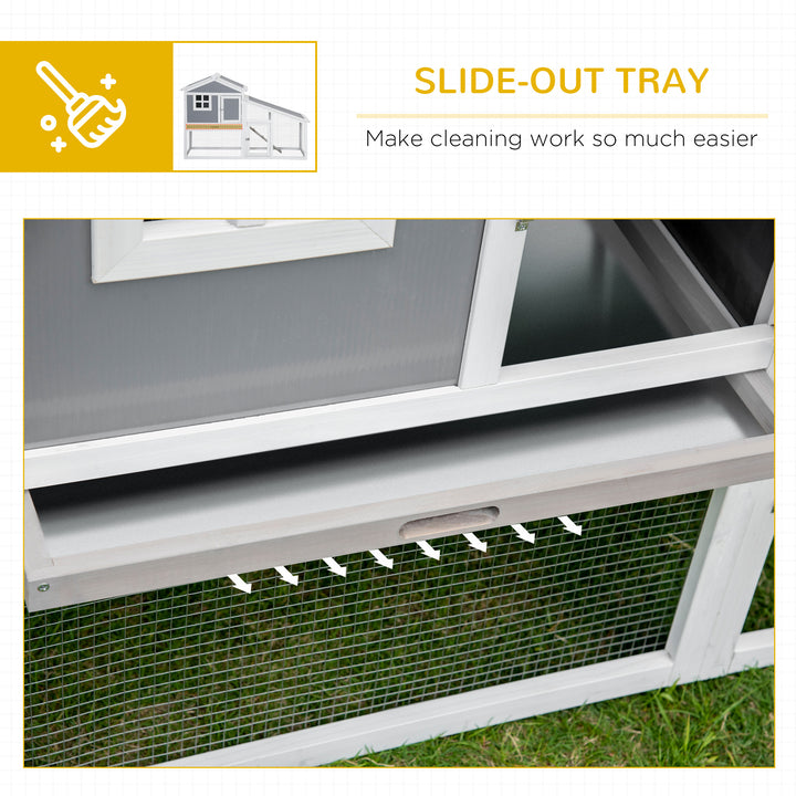 Two-Tier Rabbit Hutch, with Sunlight Panel Roof, Slide-Out Tray - Grey