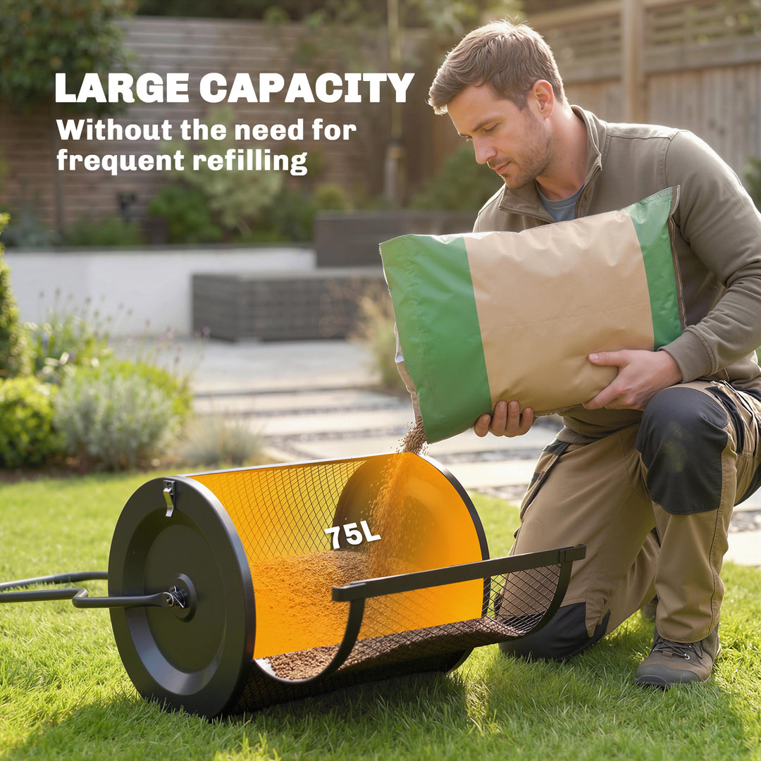 Compost Spreader, 20" Peat Moss Spreader with Detachable U-Shaped Hand