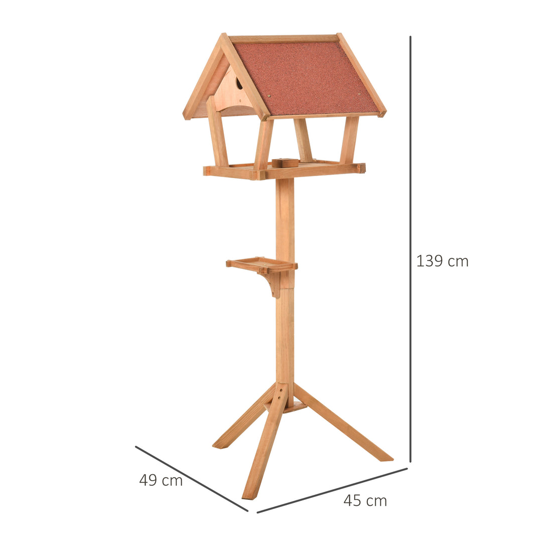 MCL Wooden Bird Table Freestanding Feeding  Station for Garden Outside ,139H cm, Natural