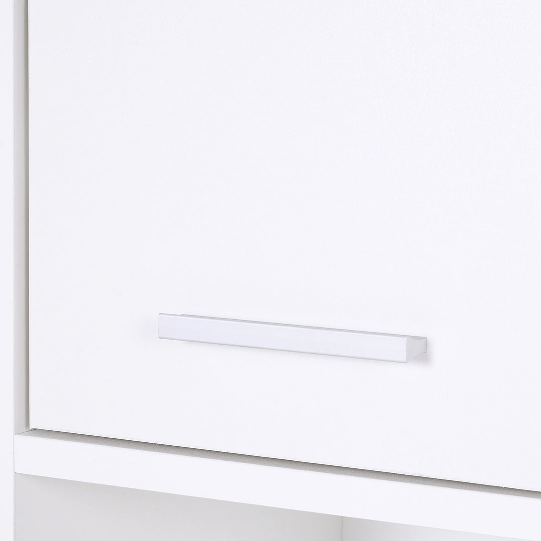 Bathroom Floor Storage Cabinet Slim Tallboy w/ Door Cupboard & Shelves For Living Room, Bedroom, Hallway White