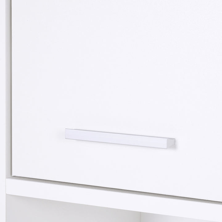Bathroom Floor Storage Cabinet Slim Tallboy w/ Door Cupboard & Shelves For Living Room, Bedroom, Hallway White