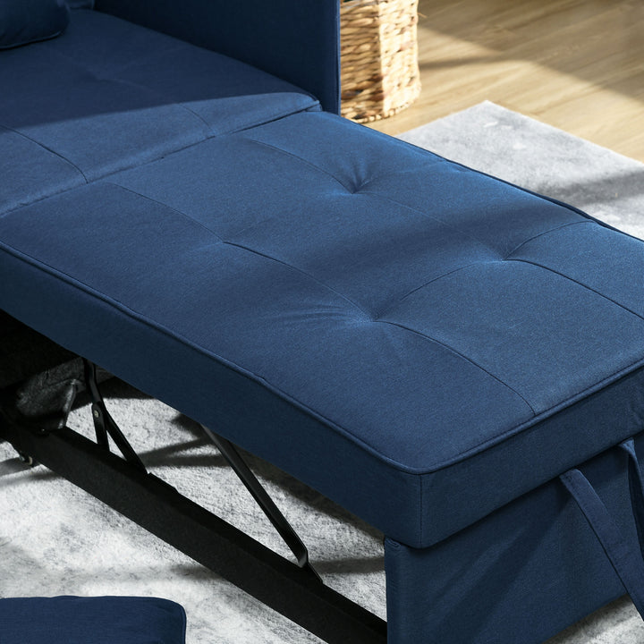 Convertible Single Sofa Bed with Thick Padded Seat, 3-in-1 Multi-Functional Sleeper Chair Bed with Magazine Pocket, for Living Room, Blue