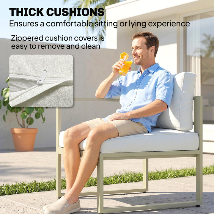 Garden Daybed, 6 Piece Outdoor Sectional Sofa Set, Aluminium Patio Con