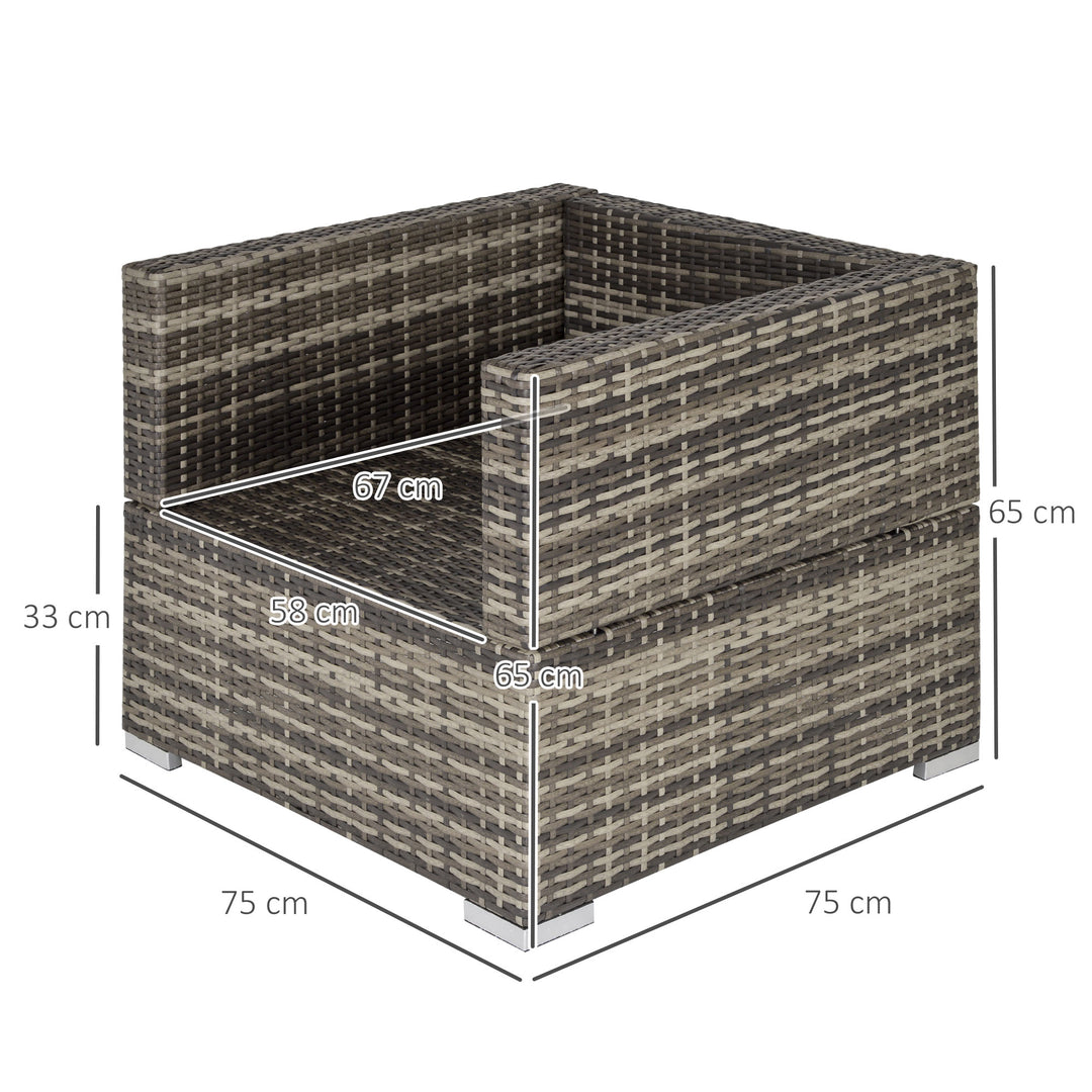 MCL Single Rattan Garden Chair, PE Wicker Garden Armchair with Cushions, Outdoor Rattan Chair with Armrests and Steel Frame for Conservatory, Porch, Patio, Balcony, Dark Grey
