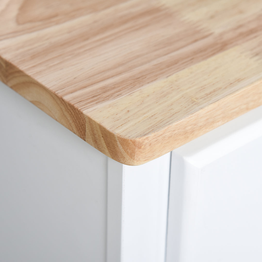 MCL Freestanding Kitchen Cupboard, Kitchen Storage Cabinet with Framed Glass Doors, 2 Drawers, Microwave Counter, White