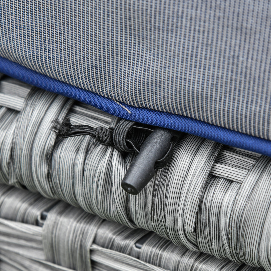 MCL 6 Pieces Rattan Garden Furniture Set, 6 Seater Garden Sofa Set with Glass Top Dining Table, Loveseat, 2 Armchairs and Ottomans, Wicker Outdoor Conservatory Furniture for Patio, Grey