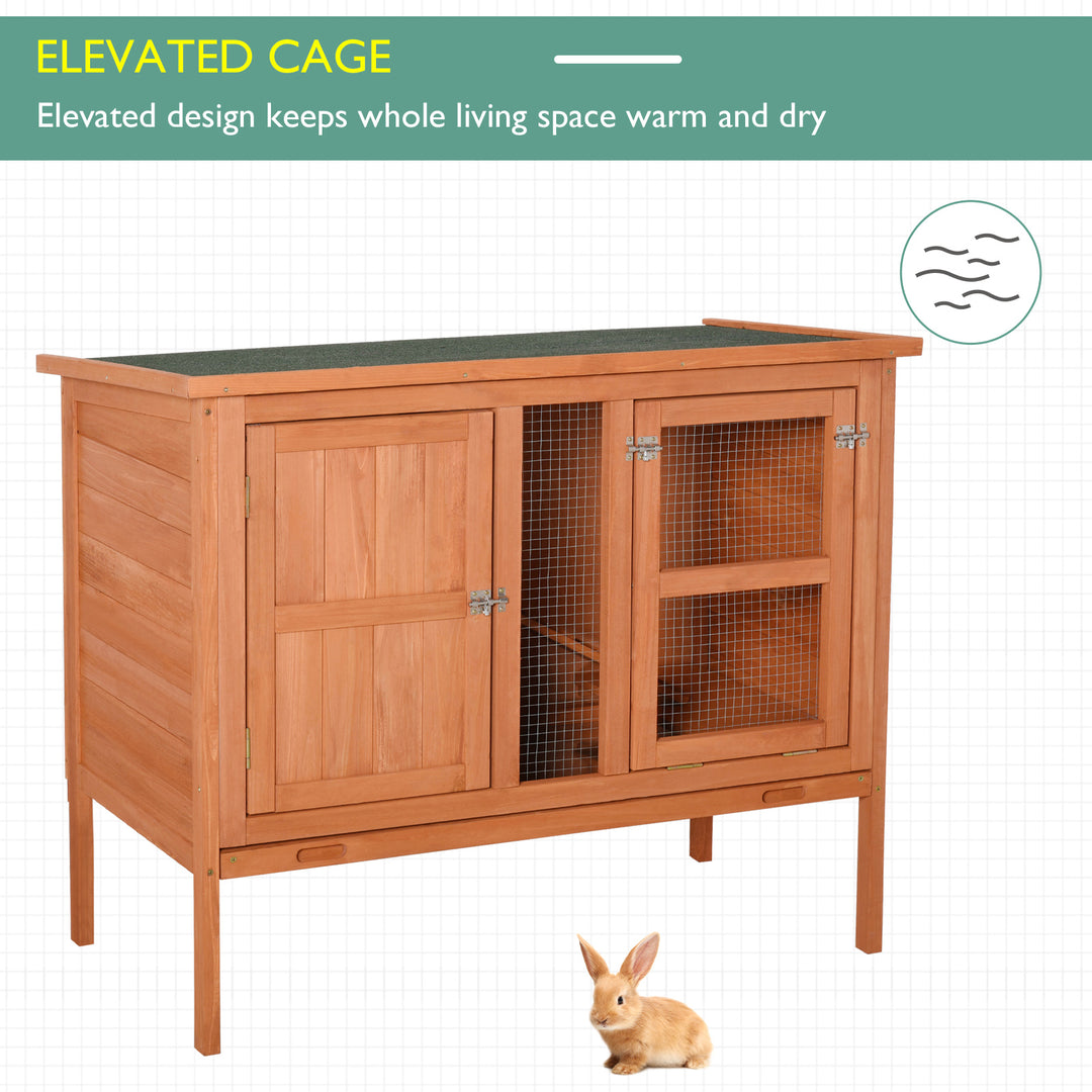 Wooden Guinea Pigs Hutches Elevated Pet Bunny House with Slide-Out Tray Openable Roof