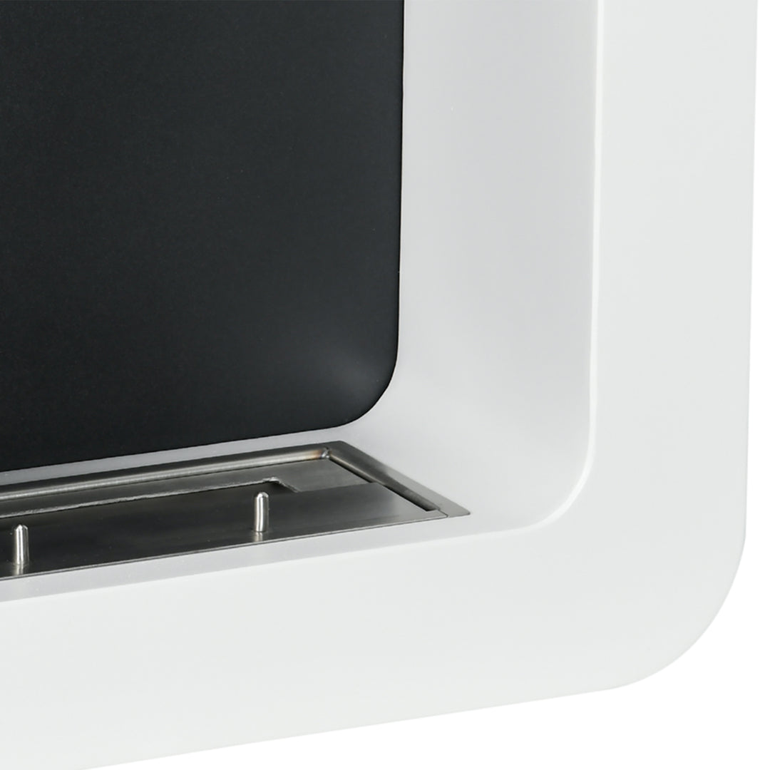 MCL Wall Mounted Ethanol Fireplace, Bioethanol Heater Stove Fire with 1L Tank, 2.5 Hour Burning Time, 48 x 48 cm, White