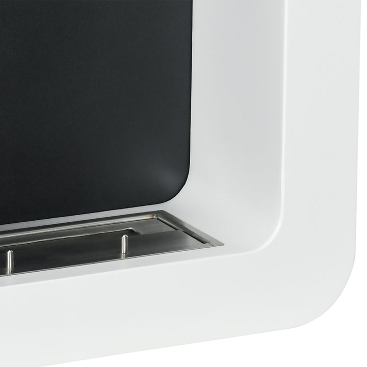 MCL Wall Mounted Ethanol Fireplace, Bioethanol Heater Stove Fire with 1L Tank, 2.5 Hour Burning Time, 48 x 48 cm, White